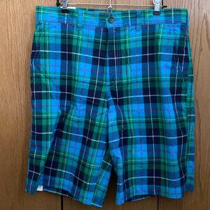 Brand New IZOD Green Blue Plaid Men's Shorts - 33